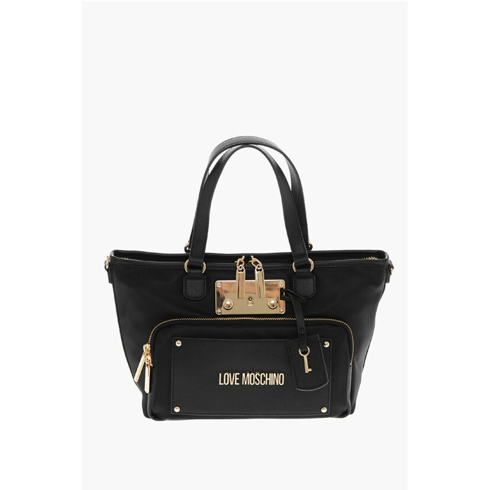 Moschino LOVE MOSCHINO Teknik kumaştan yapılmış, maksi cepli tote çanta